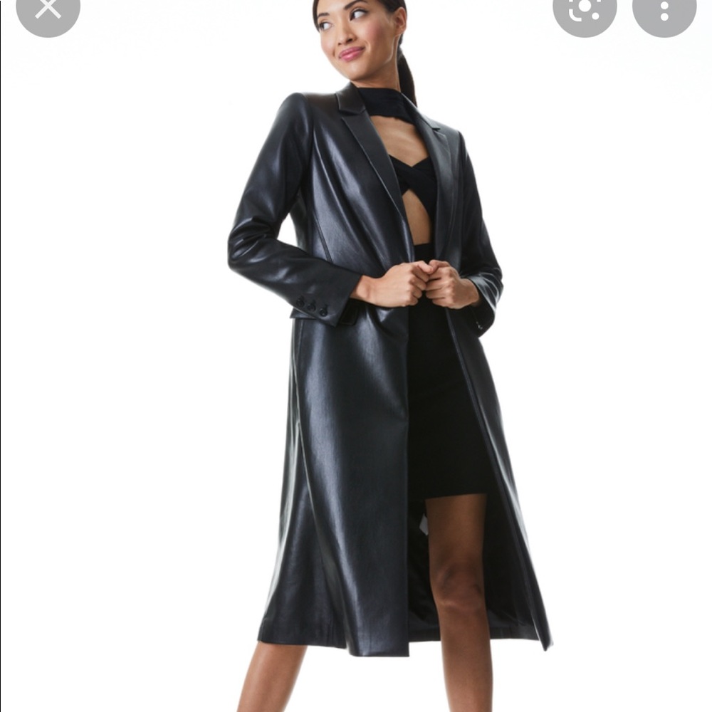 Alice & Olivia vegan leather long jacket